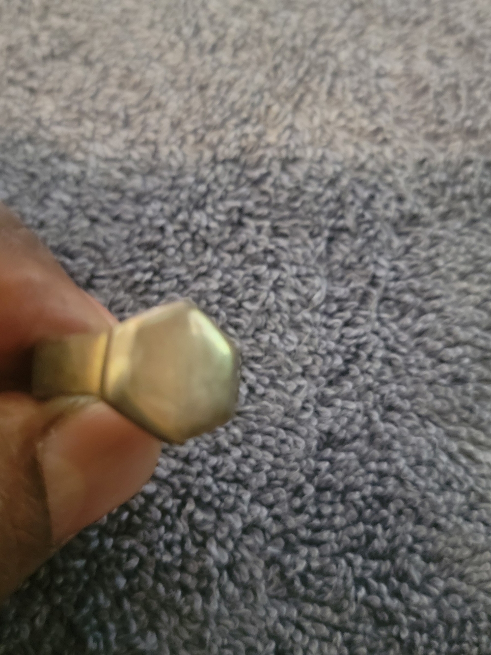 Men's Hexagon Signet Ring in Brushed Brass